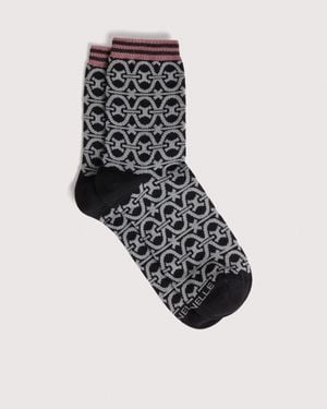Coccinelle Cotton-Blend Socks Monogram - Black