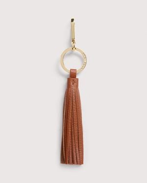 Coccinelle Grained Leather And Metal Key Ring Tassel - White