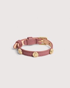 Coccinelle Grained Leather Bracelet C-Me Studs - Pink