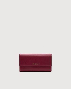 Coccinelle Grained Leather Wallet With Little Strap Metallic Soft - Purple