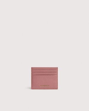 Coccinelle Grainy Leather Card Holder Metallic Small - Pink