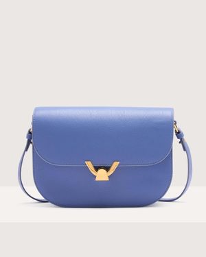 Coccinelle Grained Leather Crossbody Bag Dew Medium - Blue