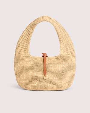 Coccinelle Crocheted Raffia Shoulder Bag C-Me Large - Natural