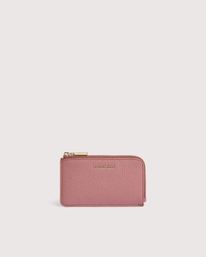 Coccinelle Grained Leather Card Holder Metallic - Pink