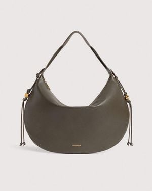 Coccinelle Grained Leather Shoulder Bag Thess Large - Grey