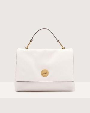 Coccinelle Grained Leather Handbag Liya Medium - White