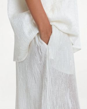 delos.land Clement Trousers Silk Pintuck - White