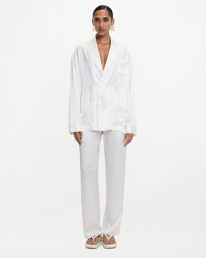 RS23-RTW-JK08M-0002-GILBERT JACKET SILK SATIN WHITE Gilbert Jacket Ivory - White