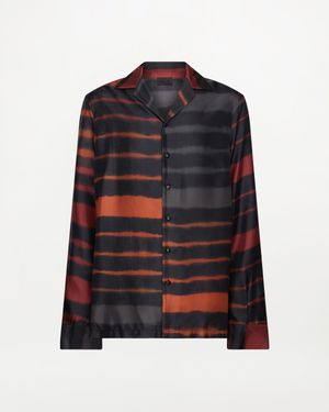 RS24-RTW-SHI02M-0012 THEO SHIRT PRINTED SILK TWILL RAINBOW CROC Theo Shirt - Black