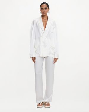 RS23-RTW-JK08M-0002-GILBERT JACKET SILK SATIN WHITE Gilbert Jacket Ivory - White