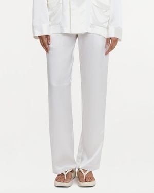 RS23-RTW-TR04W-0002-GILBERT TROUSERS SILK SATIN IVORY Gilbert Trousers Ivory - White