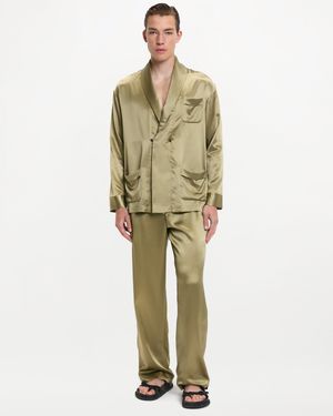 RS24-RTW-TR04M-0003-GILBERT TROUSERS SILK SATIN KHAKI Gilbert Trousers - Green