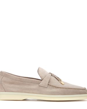 Loro Piana Summer Charms Walk Suede Loafers - Natural