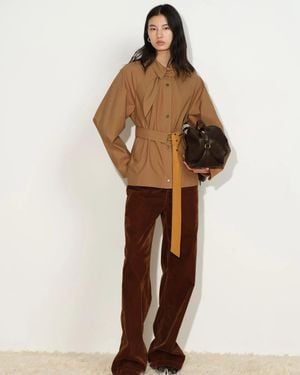 Fabrique Daisy Scarf Collar Trench Coat - Natural