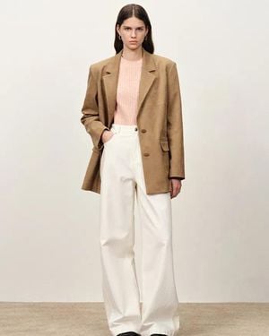 Fabrique Kendall Straight Notched Lapel Blazer - Natural