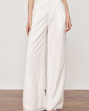 Fabrique Eliana Cutwork Embroidery Wide Leg Pants - Pink