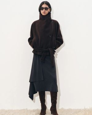 Fabrique Dama Low Waist Belted Cropped Coat - Multicolour