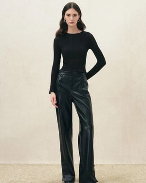 Fabrique Lia Sheer Textured Rolled Edge Top - Black
