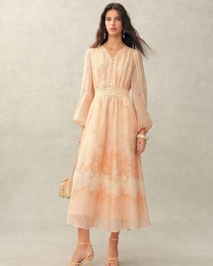 Fabrique Anne Handpainted Floral Lace Dress - Natural