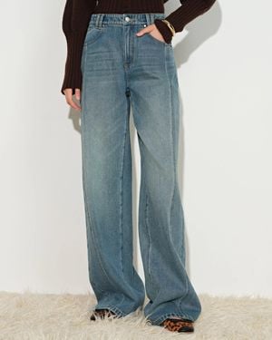 Fabrique Bert Buckle Back Barrel Leg Jeans - Blue