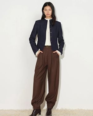 Fabrique Ivy Herringbone Cinched Waist Jacket - Blue