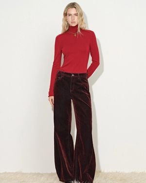 Fabrique Tilly Seamed Saddle Shoulder Turtleneck Top - Red