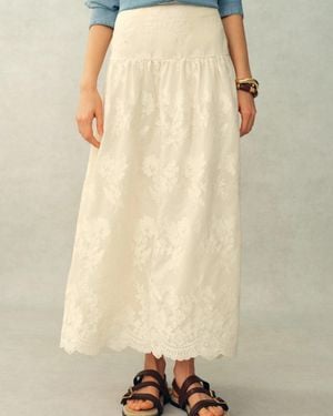 Fabrique Bailey Lace Embroidered Midi Skirt - White