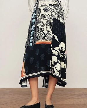 Fabrique Eileen Scarf Panel Skirt - Blue