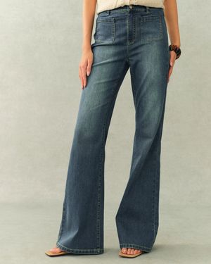 Fabrique Sita French Style Denim Flare Jeans - Blue