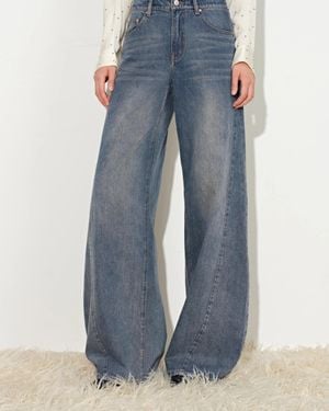 Fabrique Hazel Vintage Deconstructed Barrel Leg Jeans - Blue