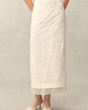 Fabrique Grace Beaded Sequin Layered Skirt - Natural