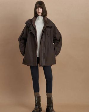 Fabrique Skier Water-Repellent Detachable Goose Down Vest Parka Two-Piece Set - Brown