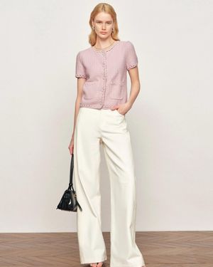 Fabrique Shay Short Sleeve Cardigan - Natural