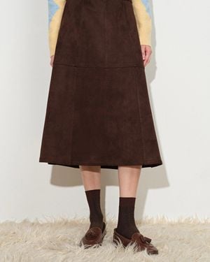 Fabrique Maura Sculpted Belted Midi Skirt - Brown