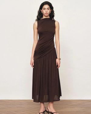 Fabrique Avery Asymmetrical Ruched Sleeveless Dress - Multicolour