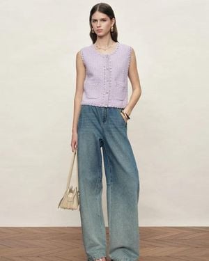Fabrique Jinelle Textured Sleeveless Vest Top - Blue