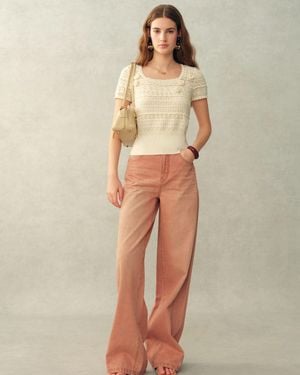 Fabrique Leyla 3D Floral Square-Neck Top - Natural