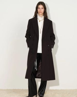 Fabrique Caspia Oversized Double Breasted Long Coat - Black