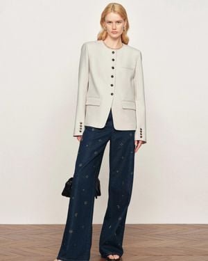 Fabrique Celia Round Neck Suit Blazer - Grey