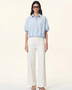 Fabrique Claire Bubble Puff Sleeve Shirt - Blue