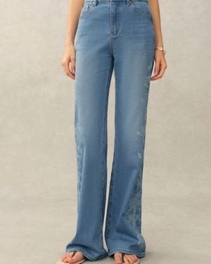 Fabrique Kari Burnout High Waist Flared Jeans - Blue