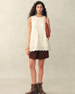 Fabrique Doris Lily-Of-The-Valley Lace Sleeveless Top - Natural