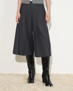 Fabrique Yuri Wide Pleated Cropped Culottes - Blue