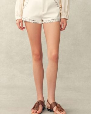 Fabrique Cori Boho Mother Of Pearl Studded A Line Shorts - Natural