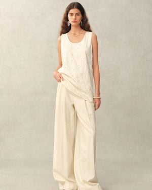 Fabrique Lyra Beaded Sequin Sleeveless Top - Natural