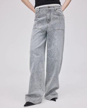 Fabrique Eliana Textured Patchwork Jeans - Gray
