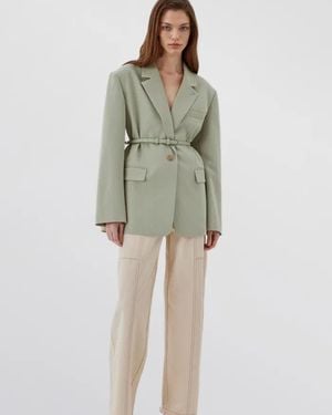 Fabrique Creamy Detachable Belt Blazer - Green