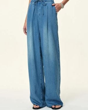 Fabrique Eva Draped Drawstring Wide Leg Jeans - Blue