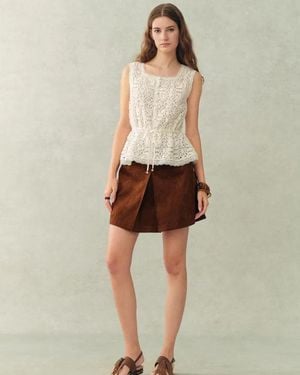 Fabrique Zane Open Knit Drawstring Top - Natural