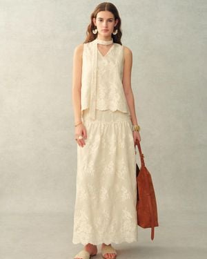Fabrique Viola Lace Ribbon Sleeveless Top - Natural